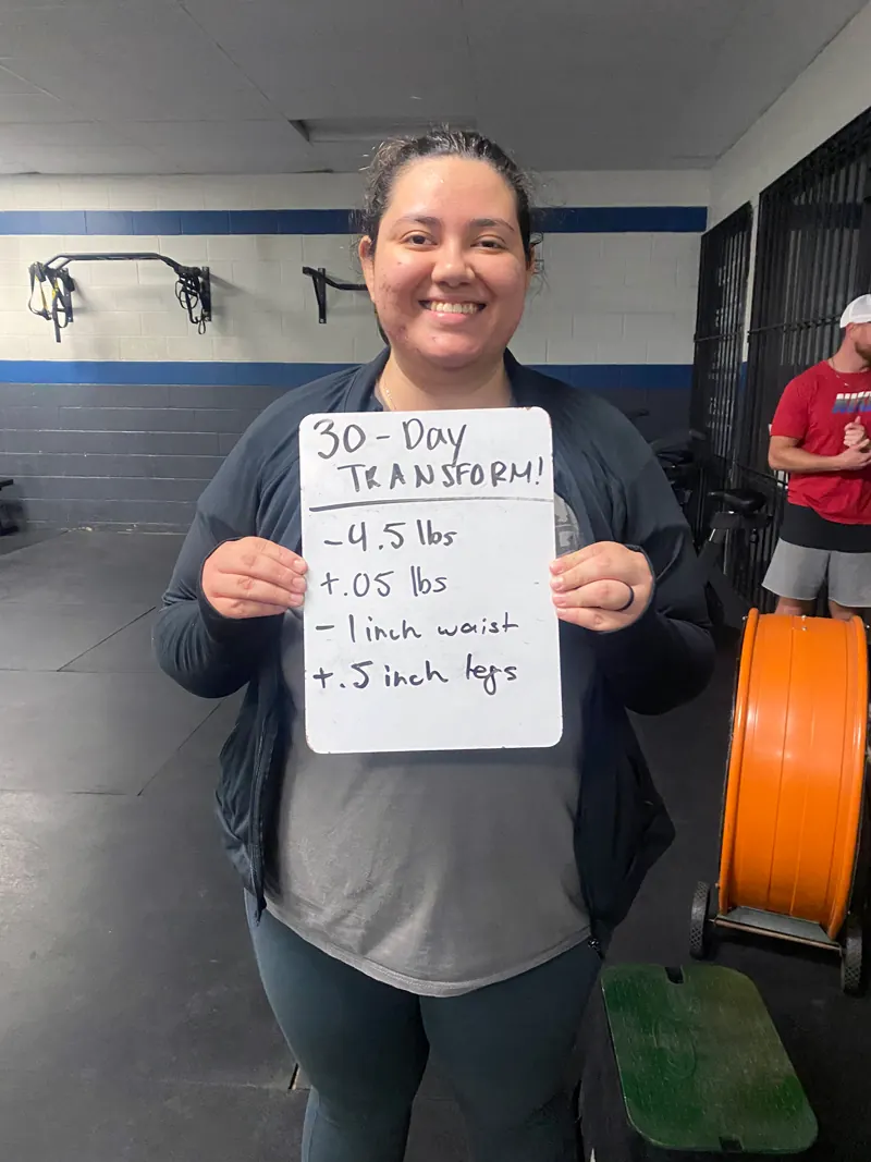 30-day transformation — 4.5 lb weight loss — Latitude 32 Fitness member