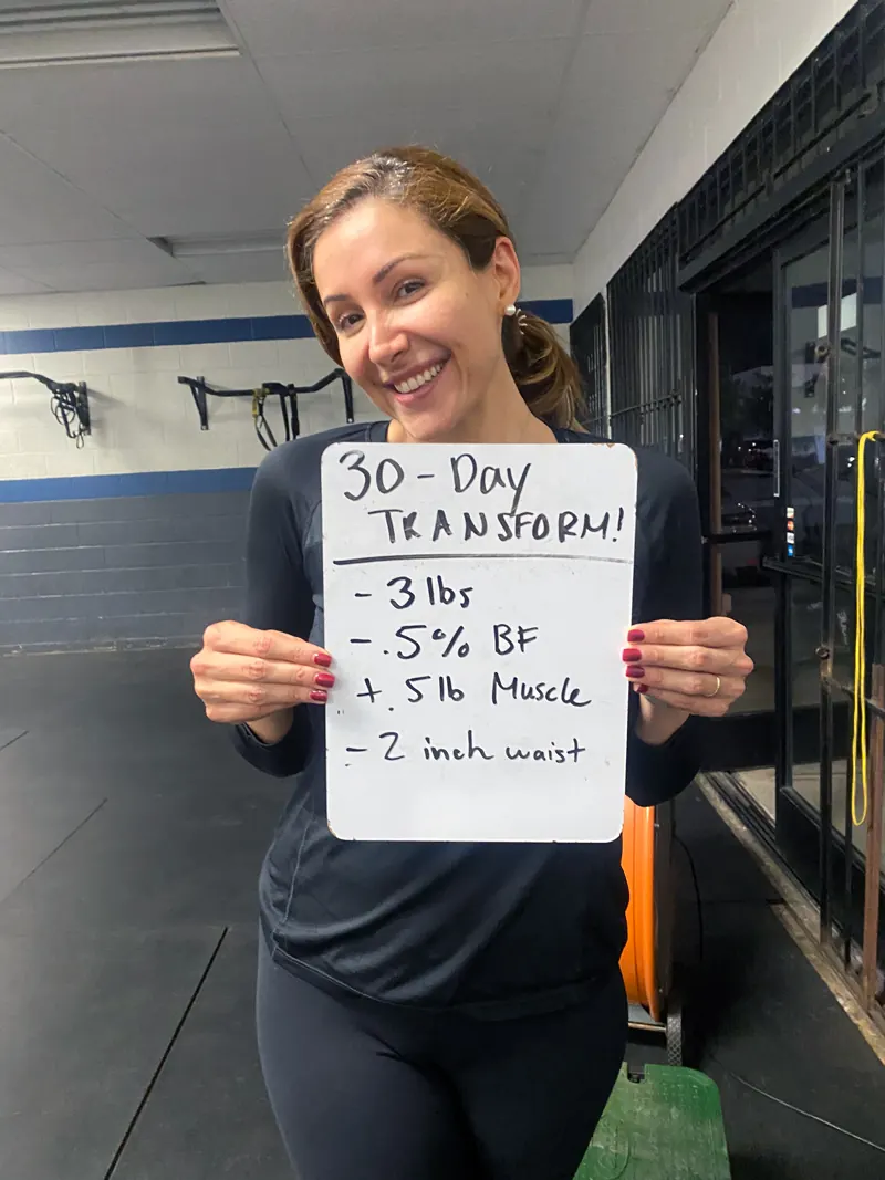 30-day transformation — muscle gain and body fat loss — Latitude 32 Fitness member